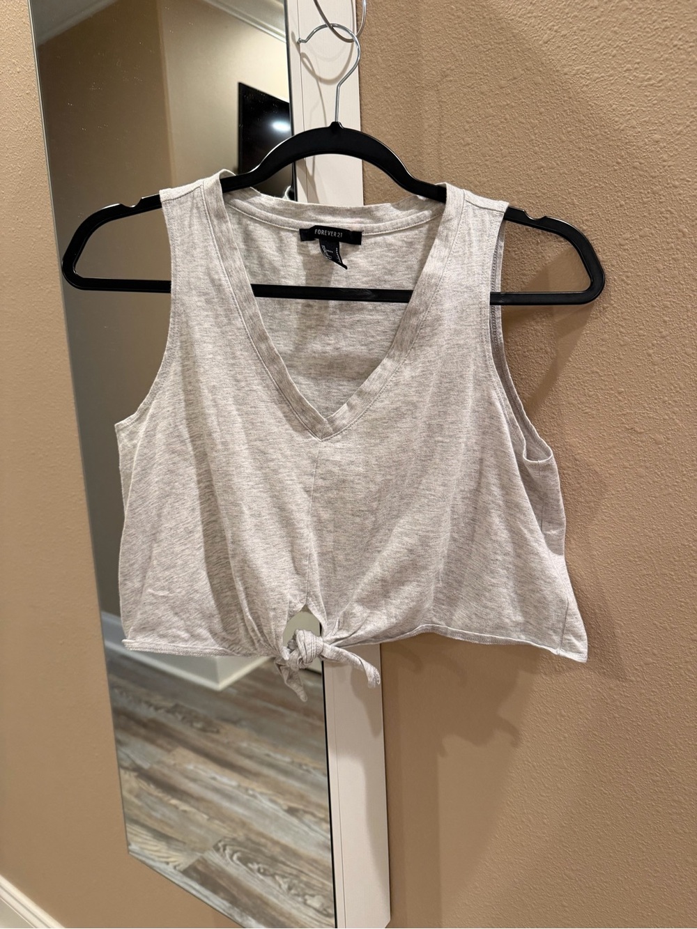 Forever 21 Heather Gray V-Neck Tie-Front Crop Tank